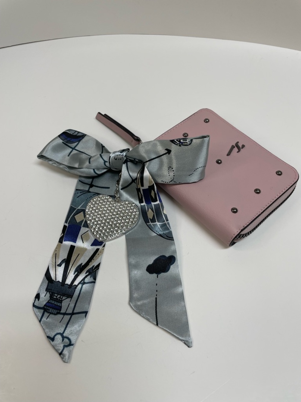 Simply Vera Vera Wang Pink Studded Zip Wallet with Heart Keychain